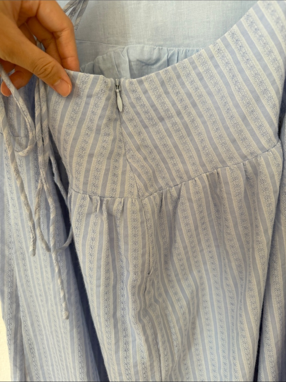 Sabo Skirt Kassi Stripe Maxi Sundress Dress Size 4 Light Blue Tie Back Coastal - Picture 7 of 13